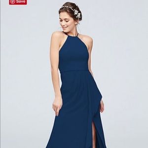 David’s Bridal High Neck Chiffon Dress w/ Ruffle